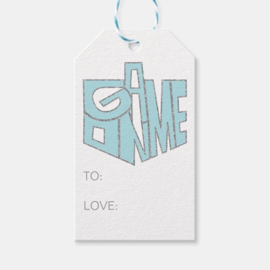 Hanukkah Gift Labels Game ON/Dreidel Cadeaulabel (Voorkant)