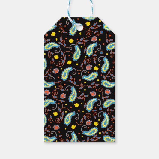 Hanukkah Gift Labels Paisley Dreidels Cadeaulabel (Voorkant)