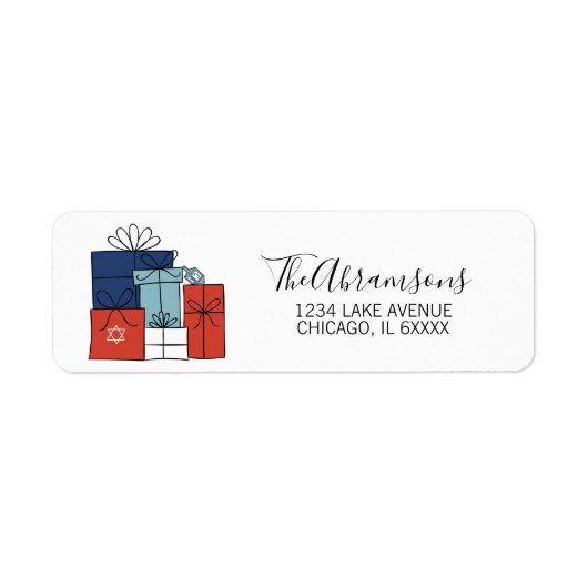 Hanukkah Gifts & Menorah Holiday Adres Etiket (Voorkant)