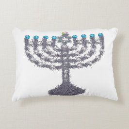 Hanukkah glam menorah hanukkiah accent kussen