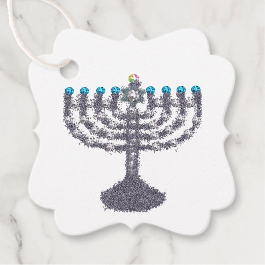 Hanukkah glam menorah hanukkiah bedankjes labels (Voorkant)