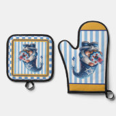 Hanukkah Gnome Ovenwant & Pannenlap Set (Voorkant)