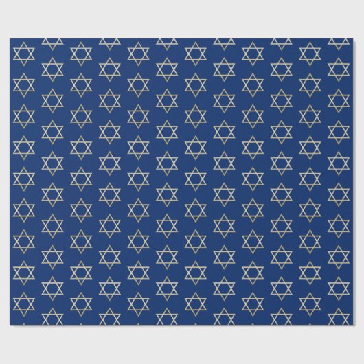 Hanukkah Gold Star van David op Blue Pattern Cadeaupapier (Vlak)