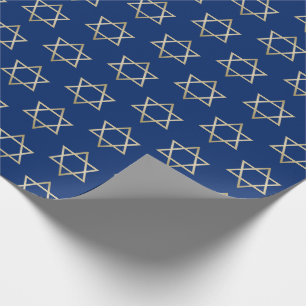 Hanukkah Gold Star van David op Blue Pattern Cadeaupapier