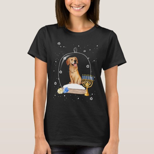 Hanukkah Golden Retriever Dog Snow Globe Pajama T-shirt (Voorkant)
