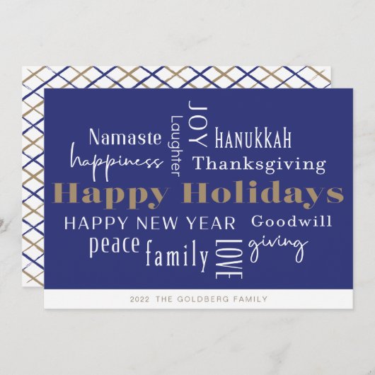 Hanukkah Greetings Holiday Blue Feestdagenkaart (Voorkant / Achterkant)