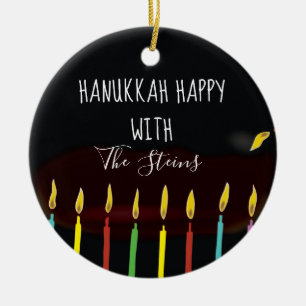 Hanukkah Happy Colorful Menorah Candles Keramisch Ornament
