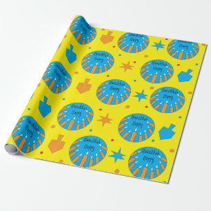 Hanukkah Happy Wrapping Paper/Oranje kaarsen Cadeaupapier
