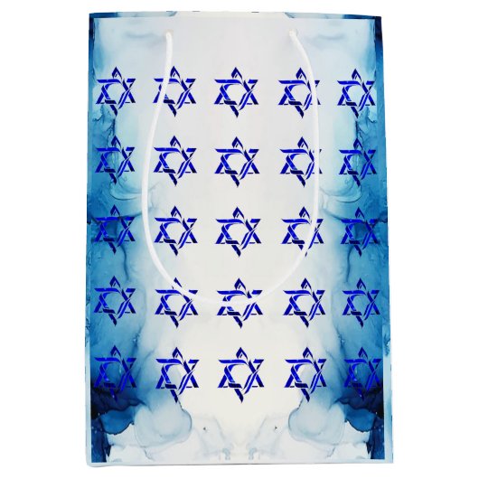 HANUKKAH HEBREW STARS Gift Bag personaliseren Medium Cadeauzakje (Voorkant)