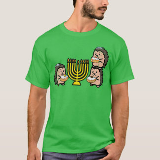 Hanukkah Hedgehogs Chanukah Jewish Men Women Boys  T-shirt