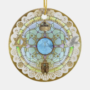 Hanukkah Heilige Venster Keramische Versiering Keramisch Ornament