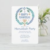 Hanukkah Holiday Party Schattigee handgetekende cu Kaart (Staand voorkant)