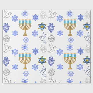 Hanukkah-icoontjes Inpakpapier | Menora 