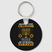 Hanukkah Imagine Your Cellphone Chanukah Jew Men W Sleutelhanger (Voorkant)