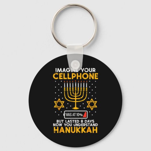 Hanukkah Imagine Your Cellphone Chanukah Jew Men W Sleutelhanger (Voorkant)
