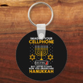 Hanukkah Imagine Your Cellphone Chanukah Jew Men W Sleutelhanger (Voorkant)