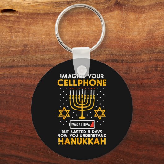 Hanukkah Imagine Your Cellphone Chanukah Jew Men W Sleutelhanger (Voorkant)