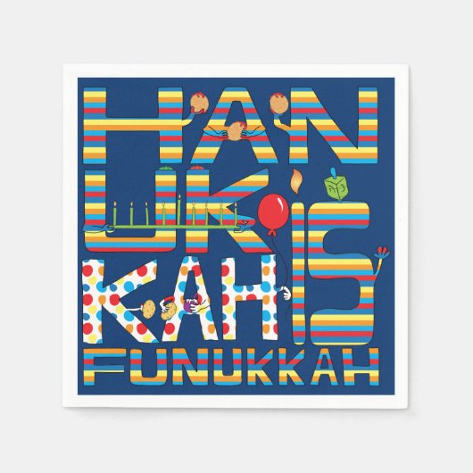 Hanukkah is Funukkah Stripes Servet (Voorkant)