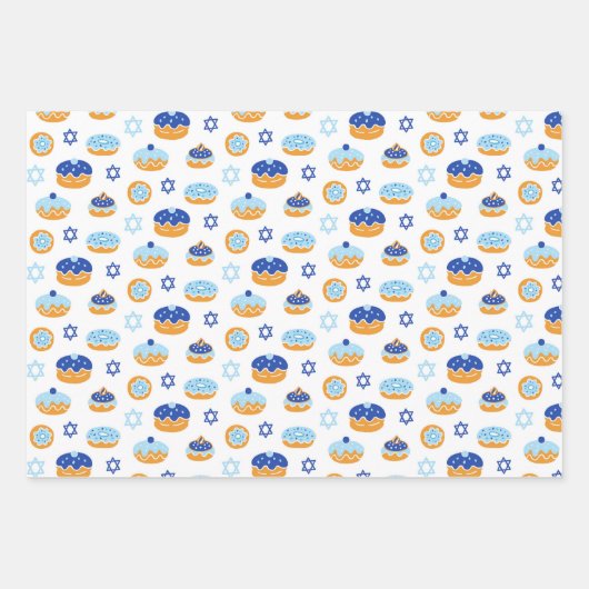 Hanukkah Jelly Donut Star of David Wrapping Paper (Voorkant 3)