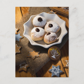 Hanukkah Jelly Donuts Post Card  Briefkaart