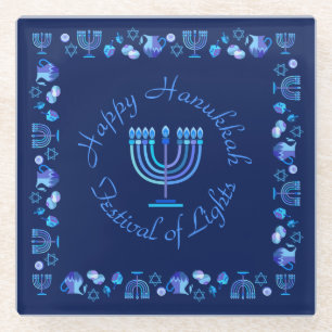 Hanukkah Jewish Holiday Menorah  Mandala Glazen Onderzetter