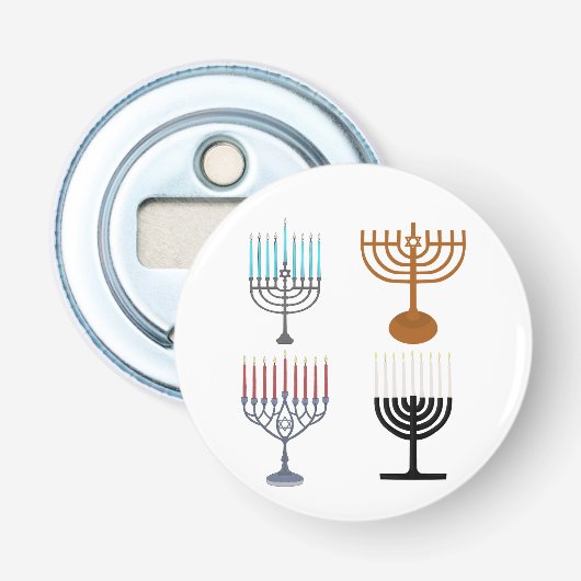 Hanukkah Judaism Jew Religie Button Flesopener (Voorkant)