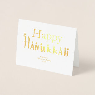 Hanukkah Kaart Familie Foto Vakantie Blessing Gold