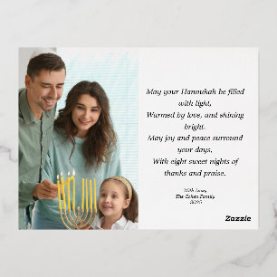 Hanukkah Kaart Familie Foto Vakantie Blessing Gold
