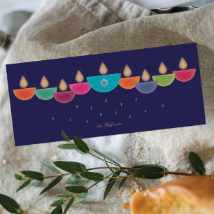 Hanukkah-kaart   Kleurrijke olielamp menorah   Mar