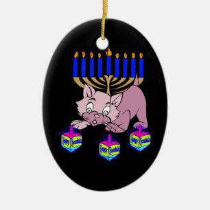 Hanukkah Kat Keramisch Ornament