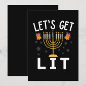 Hanukkah Laten we Lit T-Shirt halen Kaart (Voorkant / Achterkant)