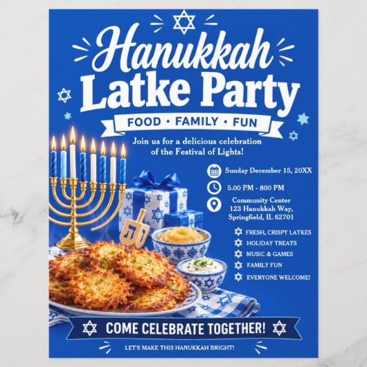 Hanukkah Latke Feest Flyer (Voorkant)