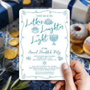 Hanukkah Latke Lachende Licht Whimsiek Plezierige Kaart