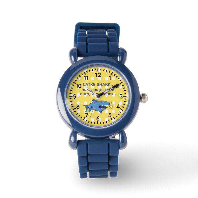 Hanukkah Latke Shark Watch Personalize Horloge (Voorkant)