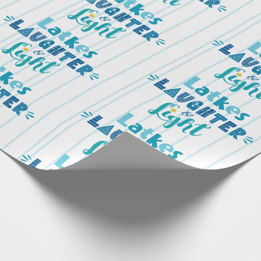 Hanukkah Latkes Laughter Light Modern Typografie Cadeaupapier (Hoek)