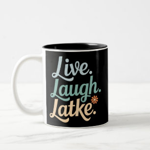 Hanukkah Leef Lach Latke Grappige Feestdag Familie Tweekleurige Koffiemok