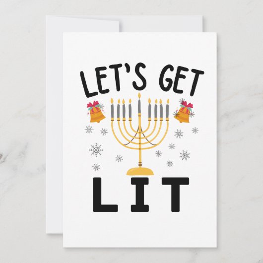 Hanukkah Let's Get Lit T-Shirt Kaart (Voorkant)