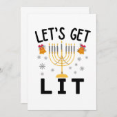 Hanukkah Let's Get Lit T-Shirt Kaart (Voorkant / Achterkant)