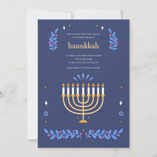 Hanukkah Licht Uitnodiging (Voorkant)