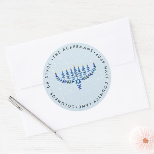 Hanukkah Lichten Retouradres Sticker (Envelop)