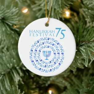 Hanukkah Lights Festival Jubileum 75th Magnet Keramisch Ornament