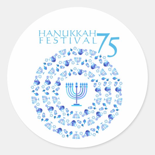 Hanukkah Lights Festival Jubileum 75th Ronde Sticker (Voorkant)