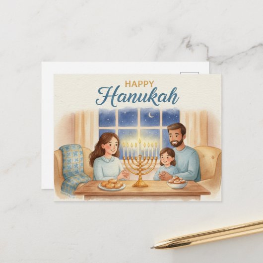 Hanukkah Lights Postcard Briefkaart (Voorkant / Achterkant in situ)