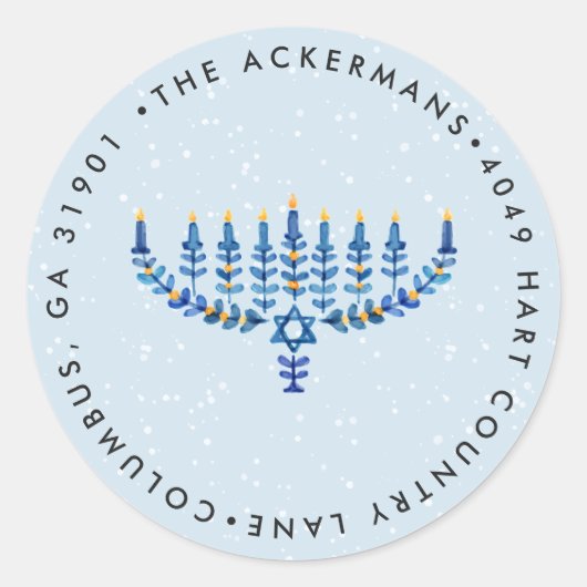 Hanukkah Lights Return Address Sticker (Voorkant)