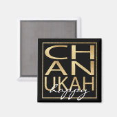 Hanukkah Magnet Square Chanukah Gold Magneet (Voorkant / Achterkant)