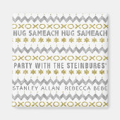 Hanukkah Magnet Square HUG SAMEACH Magneet (Voorkant)