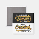 Hanukkah Magnet Square Party Time Magneet (Voorkant / Achterkant)