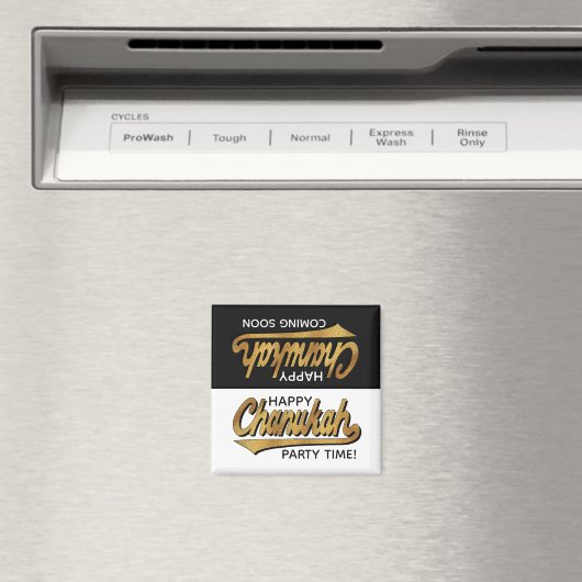 Hanukkah Magnet Square Party Time Magneet (Insitu (Vaatwasser))