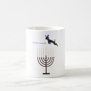 Hanukkah Menorah Black Poodle Dog Reindeer Koffiemok