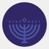 Hanukkah Menorah Blauw & Donkerblauw Envelop Seal Ronde Sticker (Voorkant)
